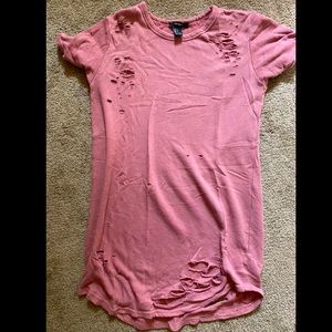 Forever 21 ripped pink sweatshirt dress